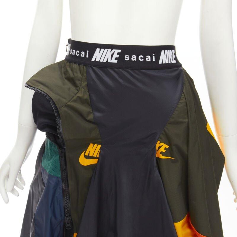 SACAI NIKE deconstructed windbreaker patchwork draped skirt XXS For Sale 2