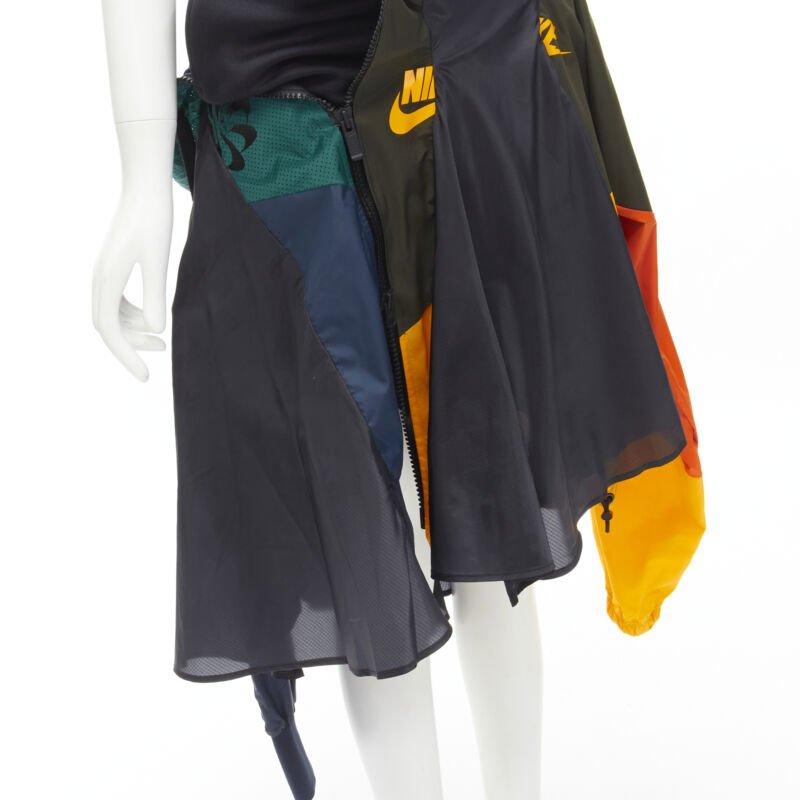 SACAI NIKE deconstructed windbreaker patchwork draped skirt XXS For Sale 3
