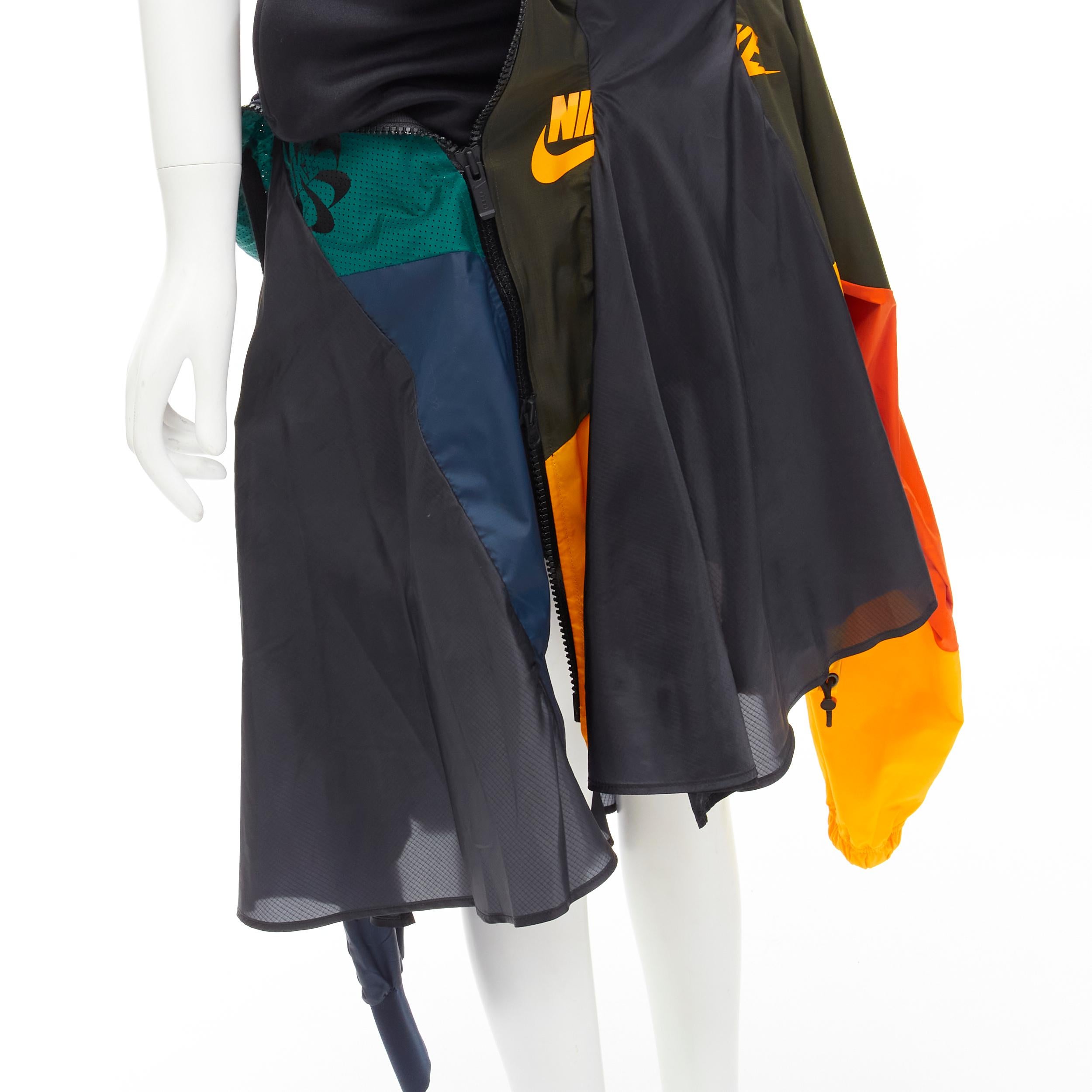 Women's SACAI NIKE deconstructed windbreaker patchwork draped skirt XXS For Sale