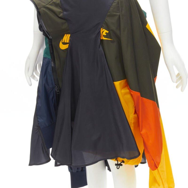 SACAI NIKE deconstructed windbreaker patchwork draped skirt XXS For Sale 4