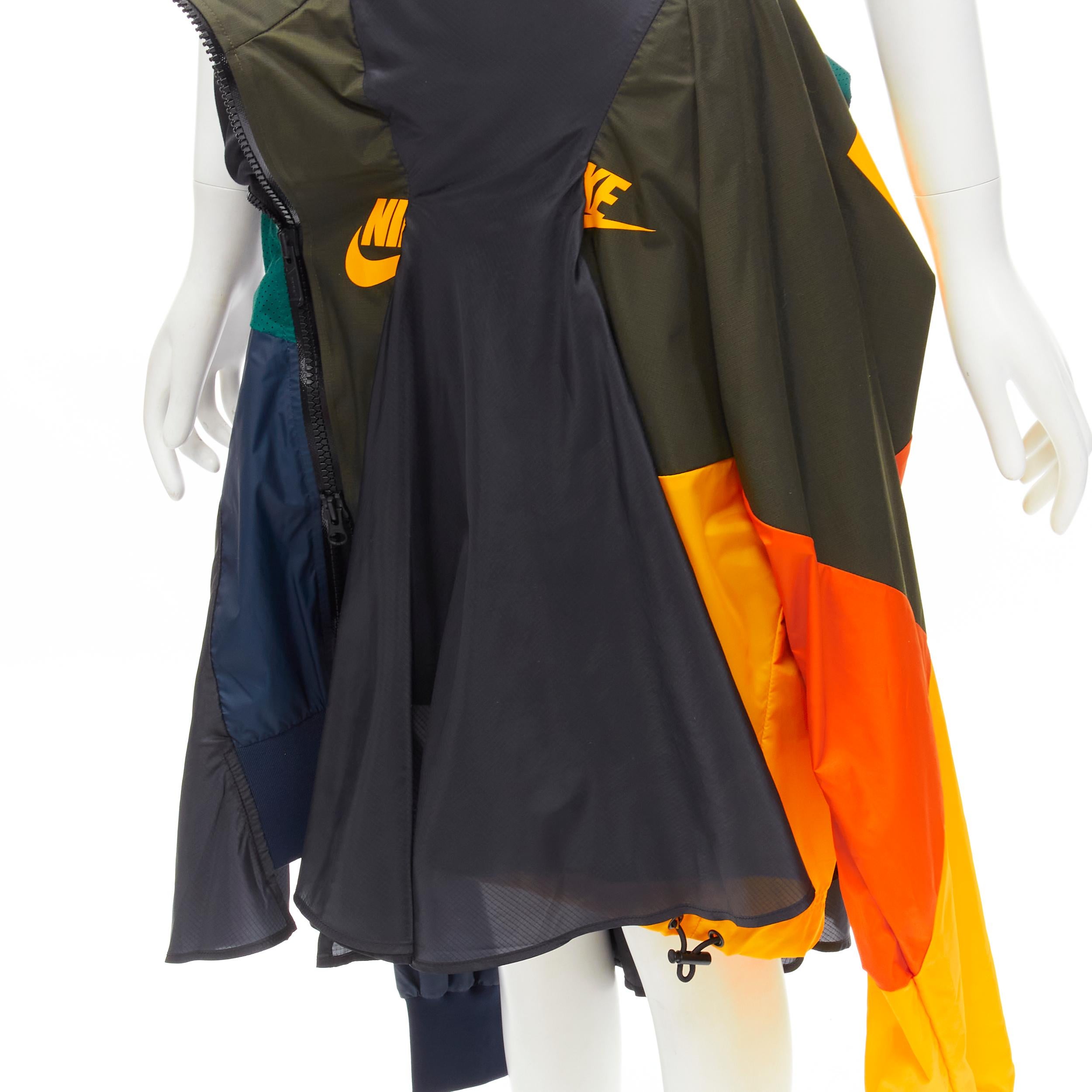 SACAI NIKE deconstructed windbreaker patchwork draped skirt XXS For Sale 1