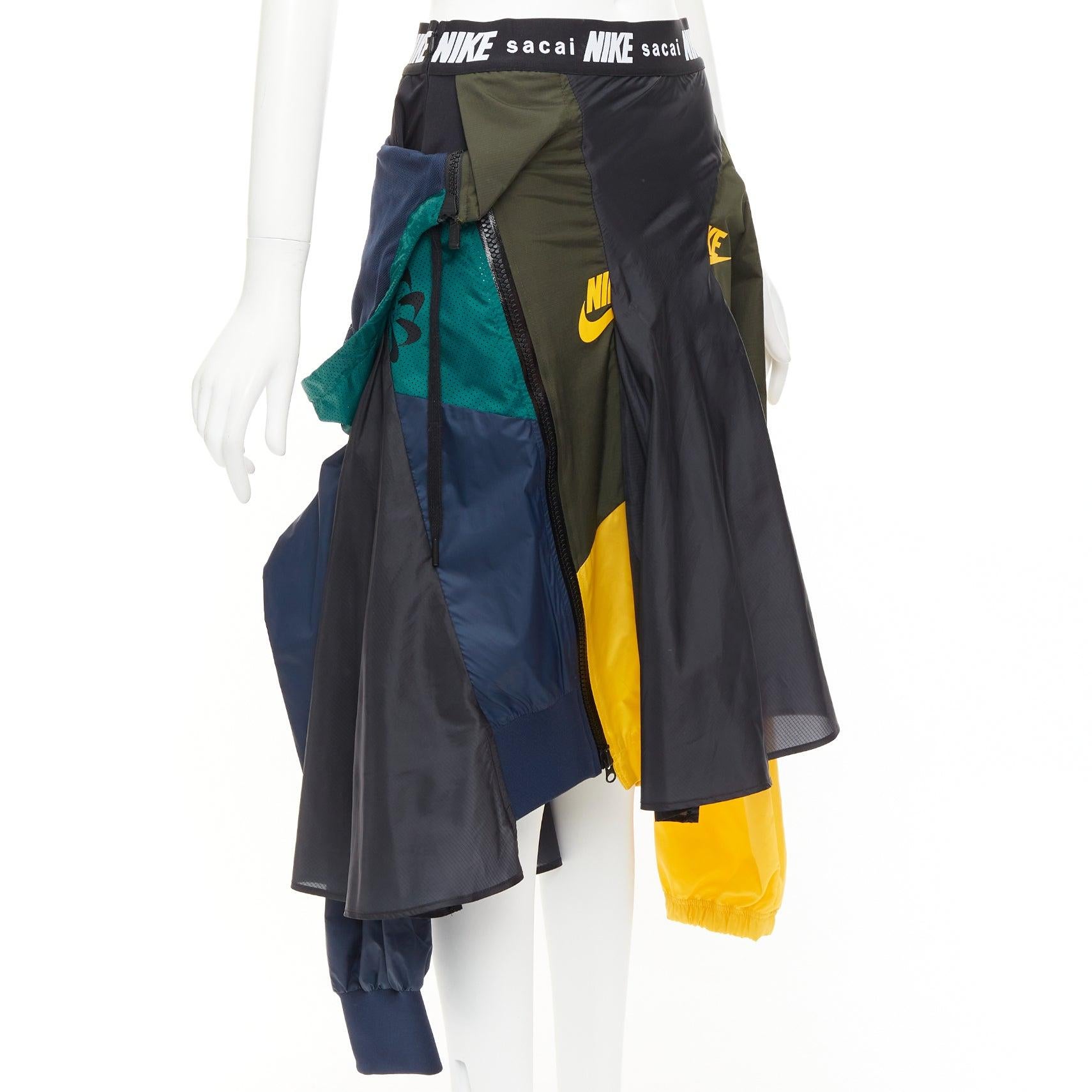 Black SACAI NIKE multicolor black university hybrid deconstructed skirt S