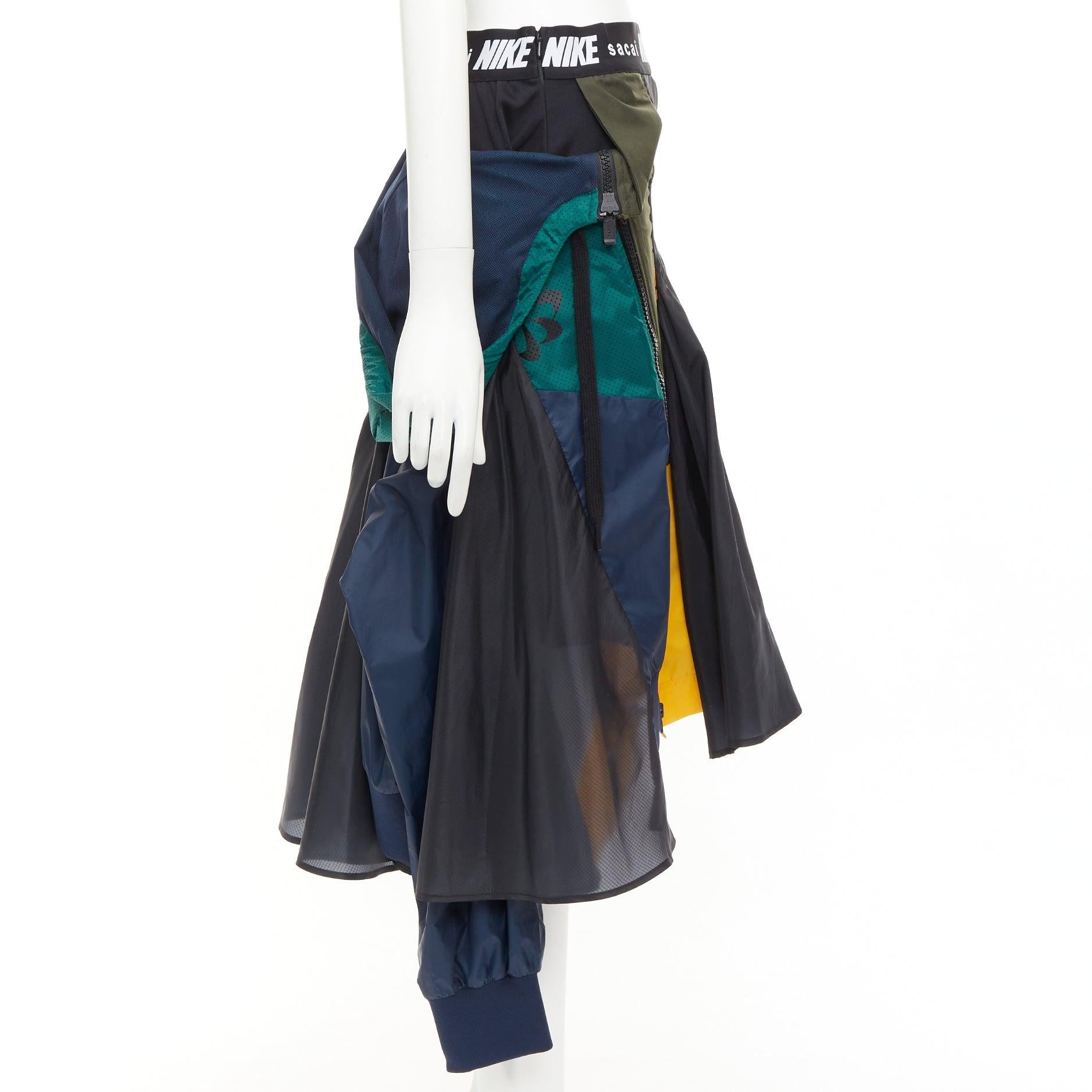 SACAI NIKE multicolor black university hybrid deconstructed skirt S In Excellent Condition In Hong Kong, NT
