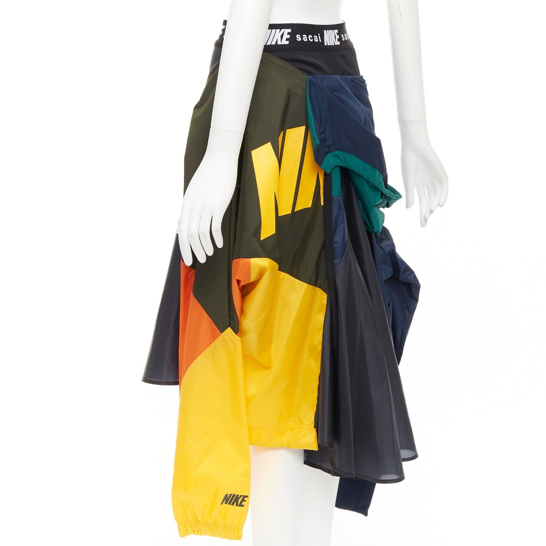 SACAI NIKE multicolor black university hybrid deconstructed skirt S 1