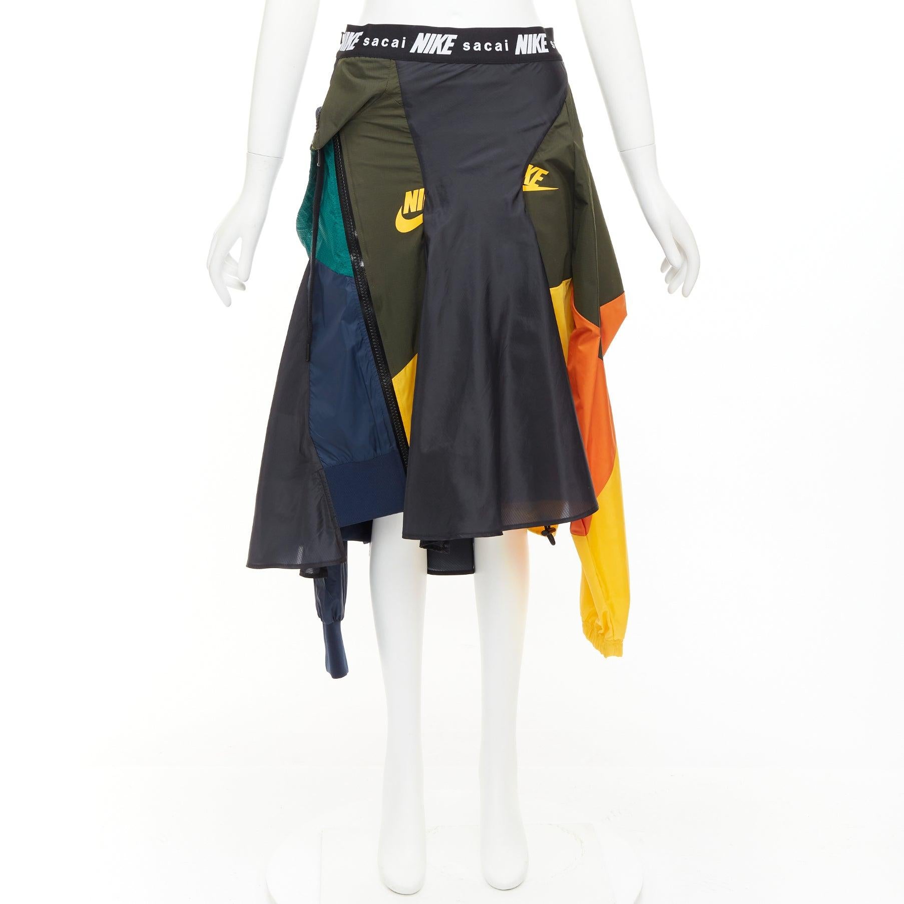 SACAI NIKE multicolor black university hybrid deconstructed skirt S 4