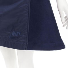 SACAI NIKE navy blue nylon wool kick flared back skirt S