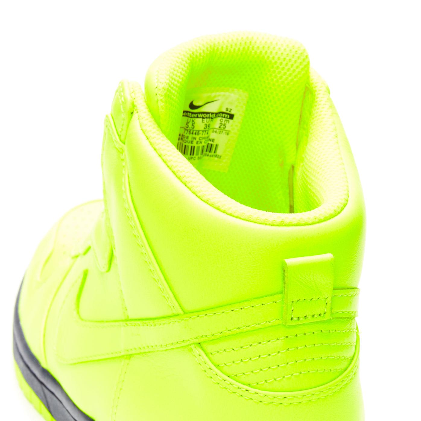 SACAI NIKE NIKELAB Dunk Lux SP Volt neon yellow high top sneakers US8 EU38 5