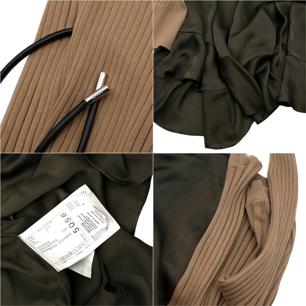 Sacai Paneled Asymmetric Cotton, Satin And Tulle Midi Dress In Green JPN 2 1