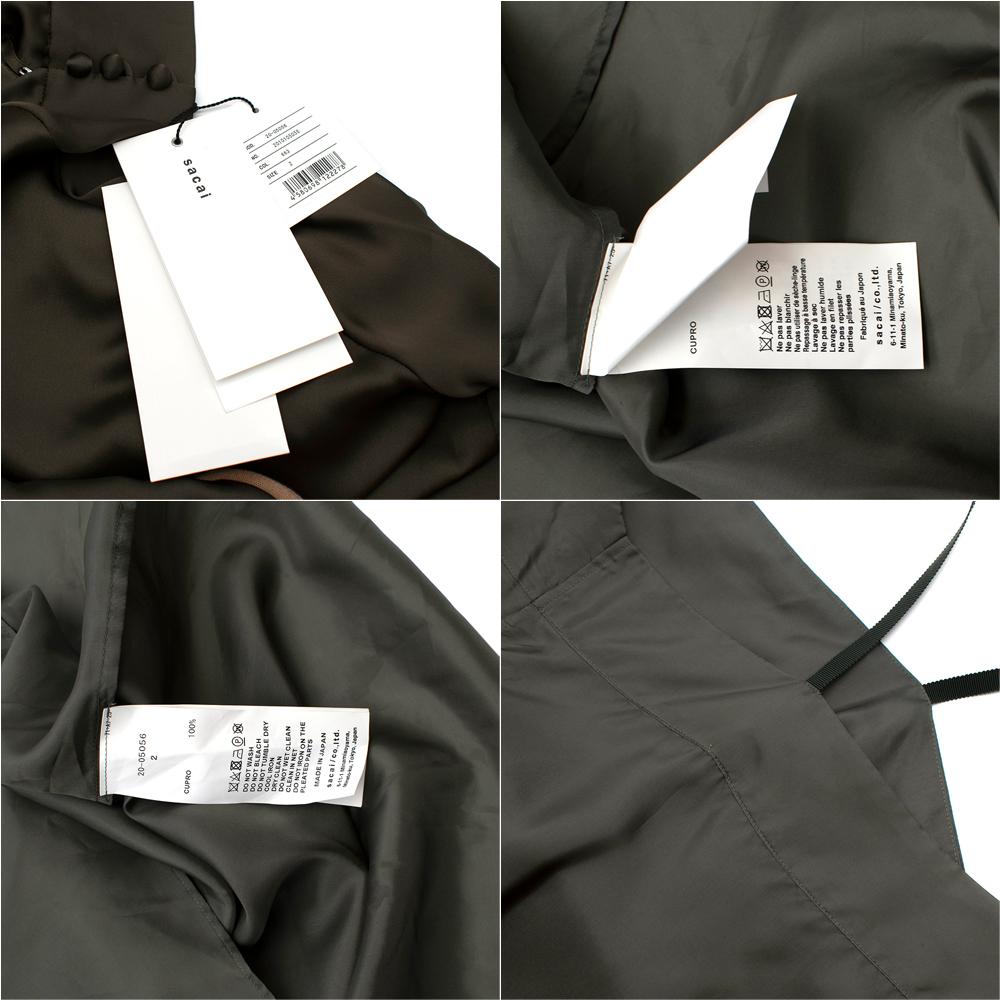 Sacai Paneled Asymmetric Cotton, Satin And Tulle Midi Dress In Green JPN 2 2