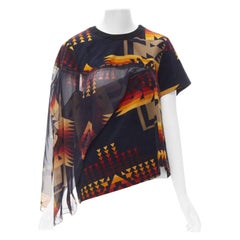 SACAI PENDLETON 2019 aztec print corduroy sheer insert deconstructed top JP1 S