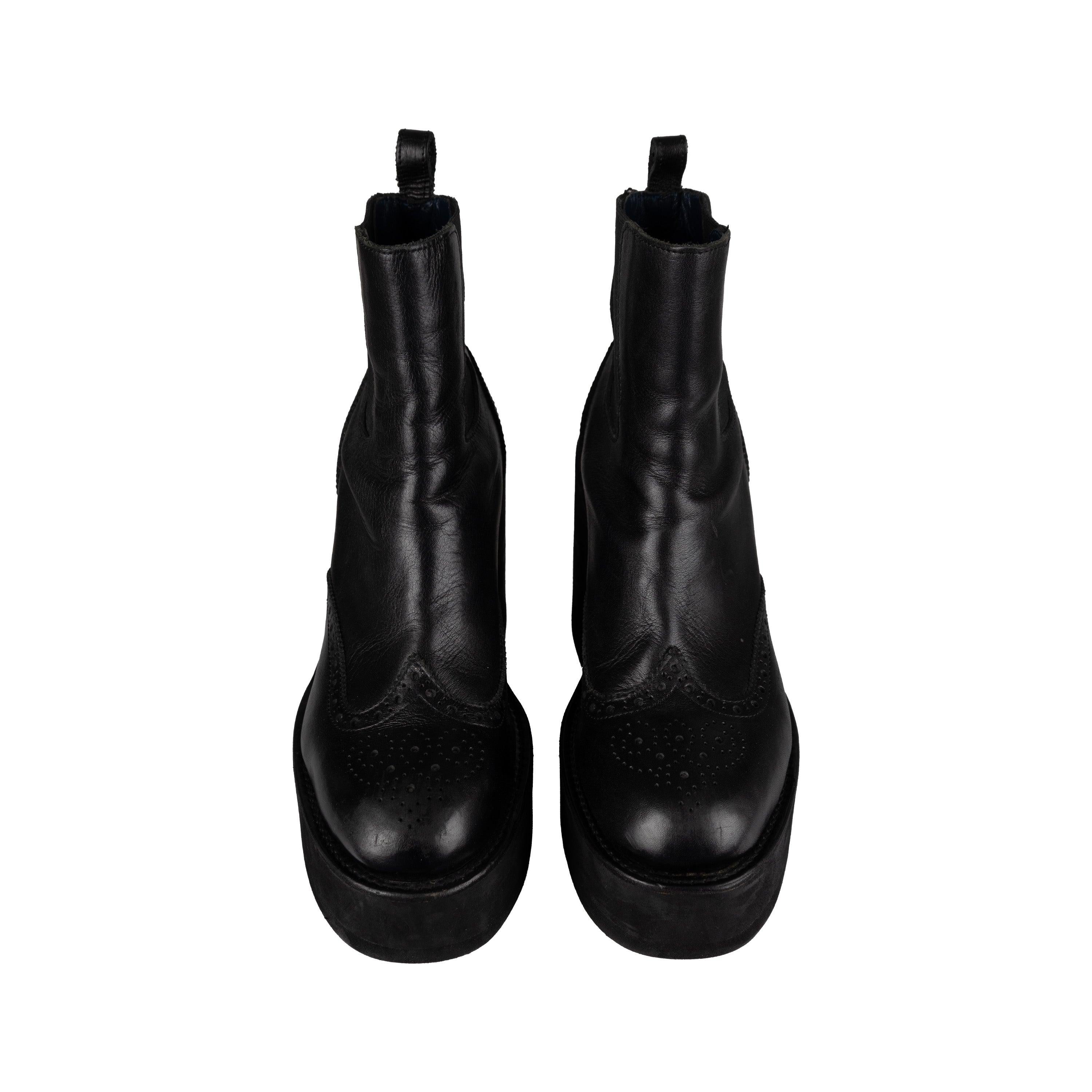 Black Sacai Platform Ankle Boots - '10s For Sale