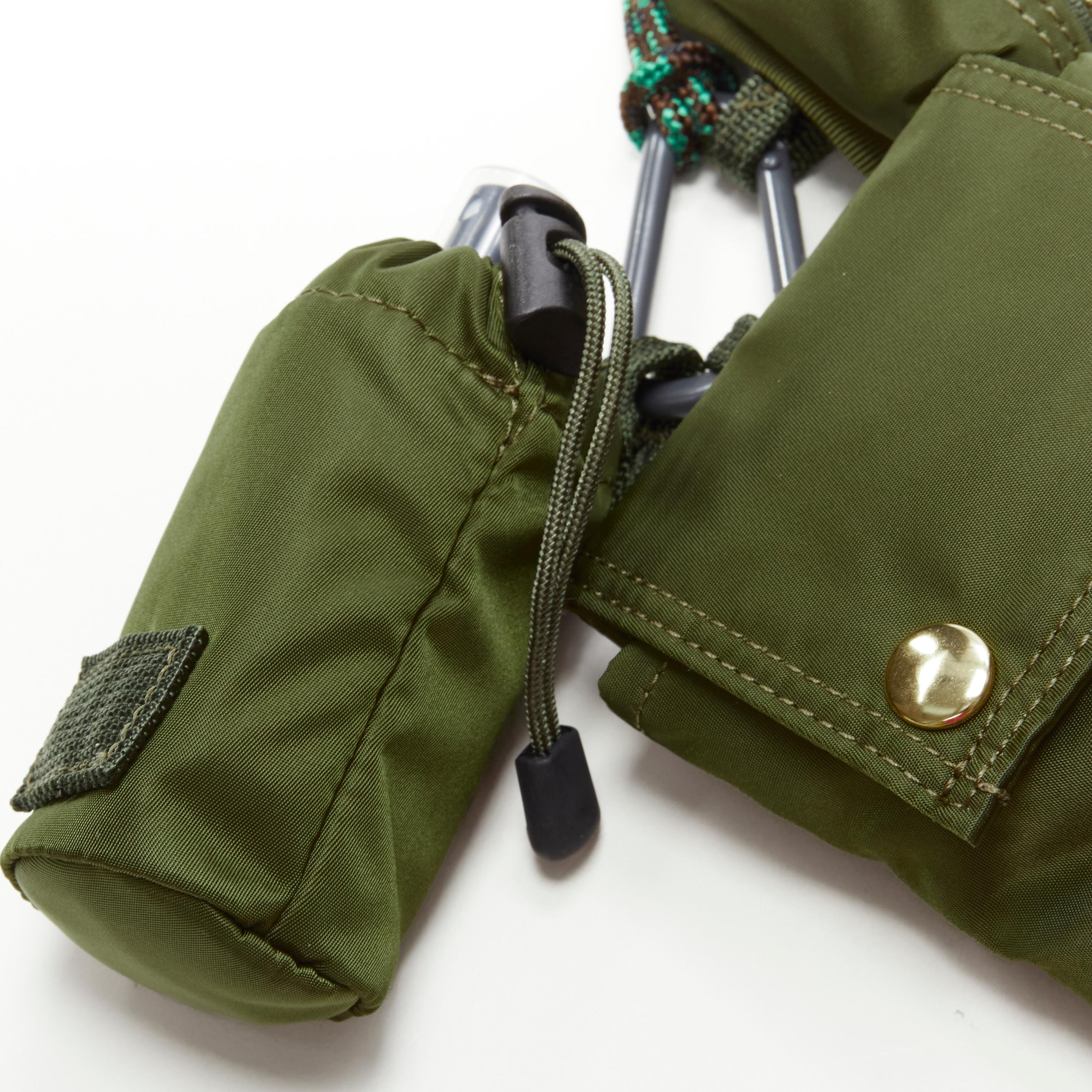 Women's SACAI PORTER green nylon 3-in-1 pouch spray bottle lanyard crossbody bag