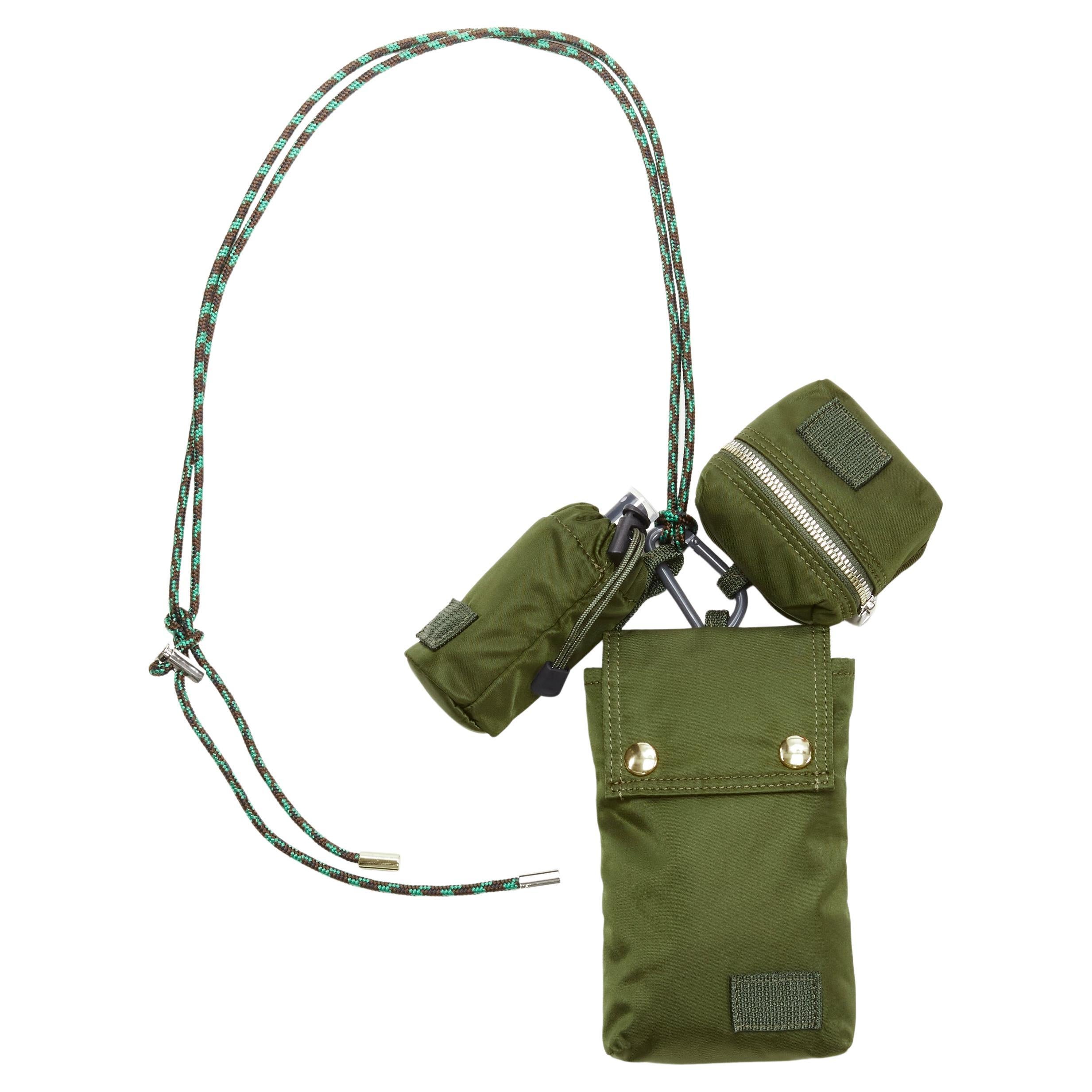 SACAI PORTER green nylon 3-in-1 pouch spray bottle lanyard crossbody bag
