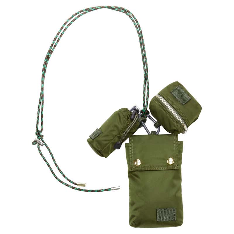 SACAI PORTER green nylon 3-in-1 pouch spray bottle lanyard crossbody ...