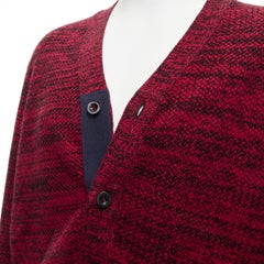 SACAI Rote Schwarze SACAI Strickjacke aus gesprenkelter Baumwollmischung mit klobigem Rippen JP2 M
