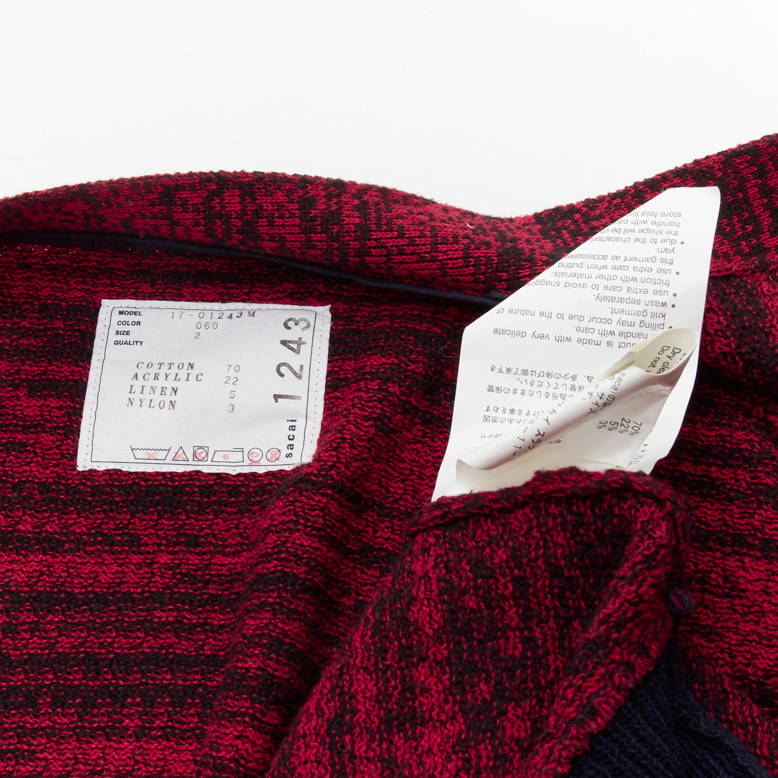 SACAI red black speckled cotton blend yarn chunky rib cardigan JP2 M For Sale 1