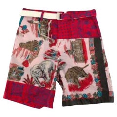 Sacai Red Multi-Print Cotton Shorts