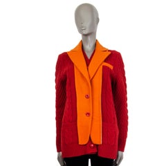 SACAI red & orange wool CABLE KNIT LAYERED Jacket 1 XS