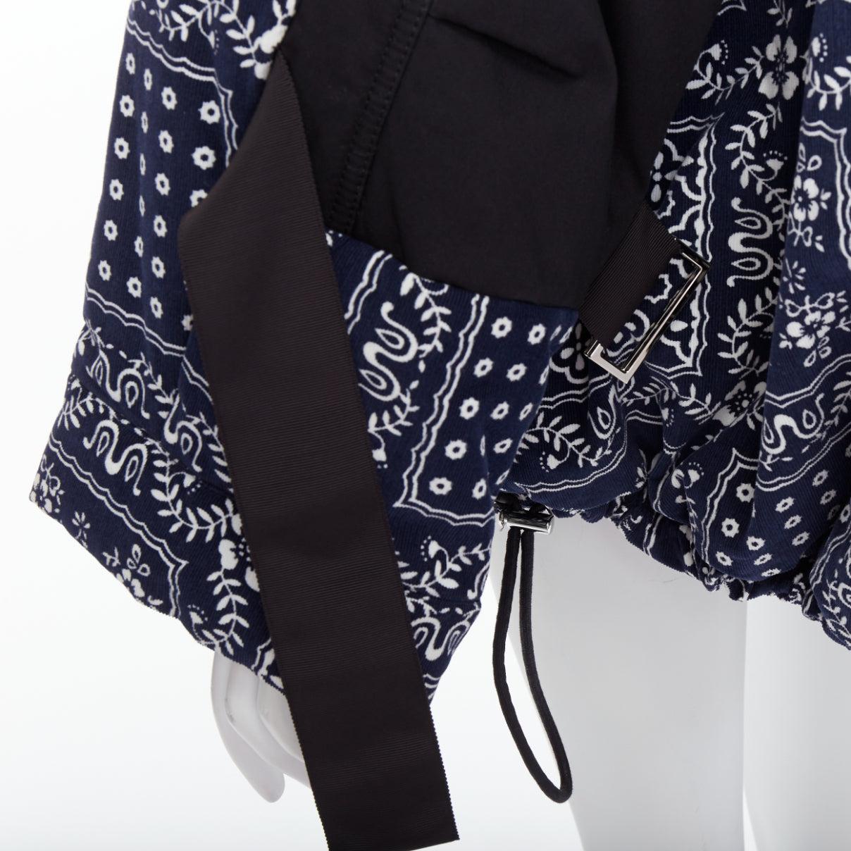 SACAI Reyn Spooner 2018 navy black cotton printed padded coat JP1 S For Sale 3