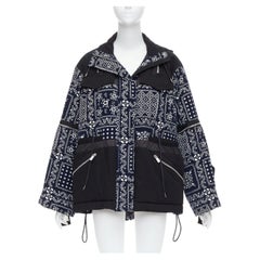 SACAI Reyn Spooner 2018 navy black cotton printed padded coat JP1 S