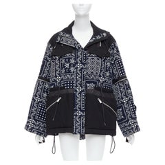 SACAI Reyn Spooner 2018 navy black cotton printed padded coat JP1 S