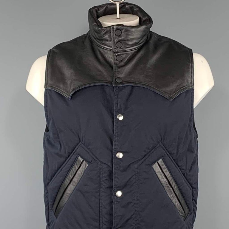 SACAI S Navy and Black Two Toned Cotton Blend Snaps Vest For Sale at ...