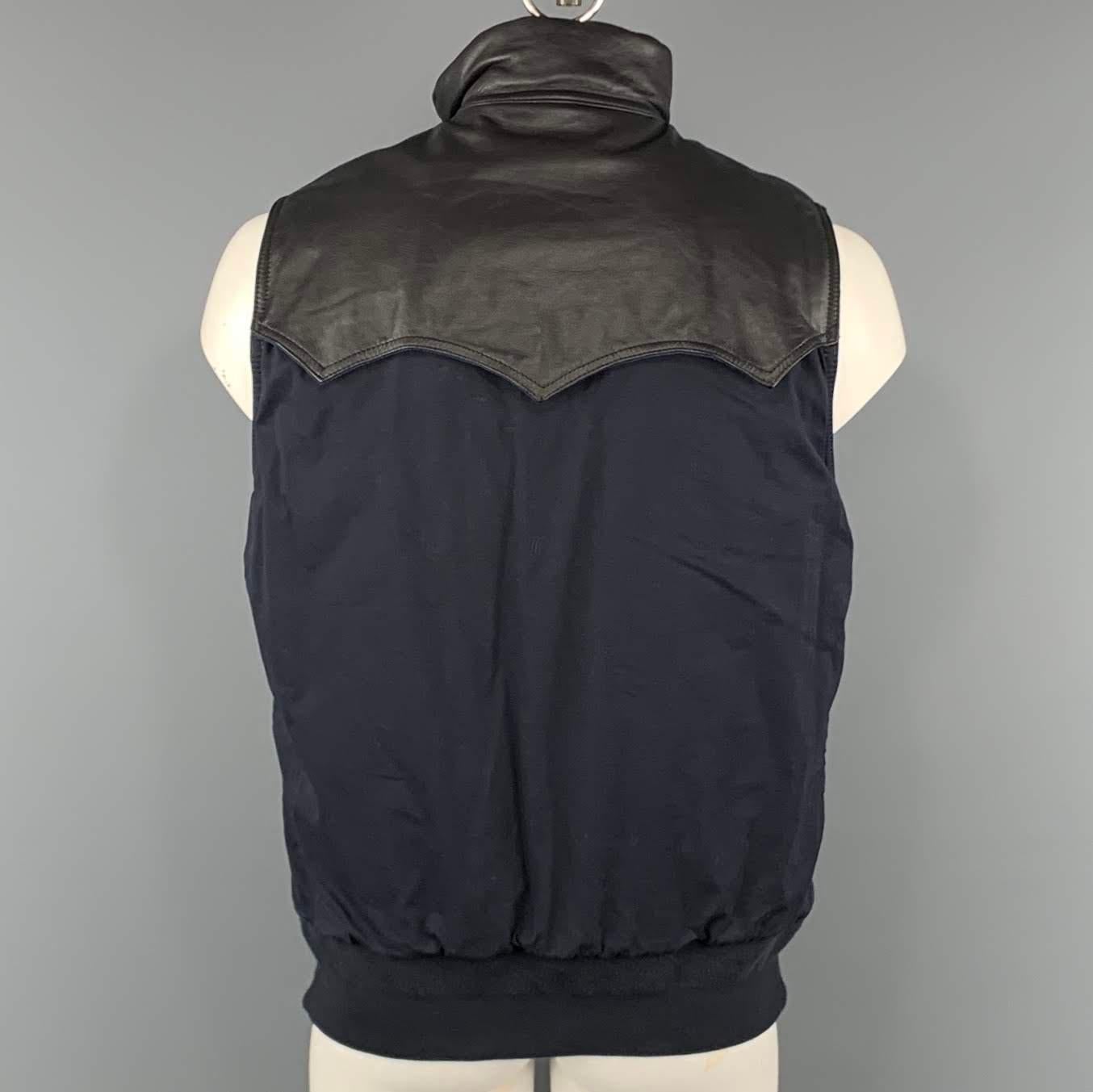 SACAI S Navy & Black Two Toned Cotton Blend Snaps Vest 1