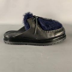 SACAI Size 8 Black Navy Leather Mules Loafers