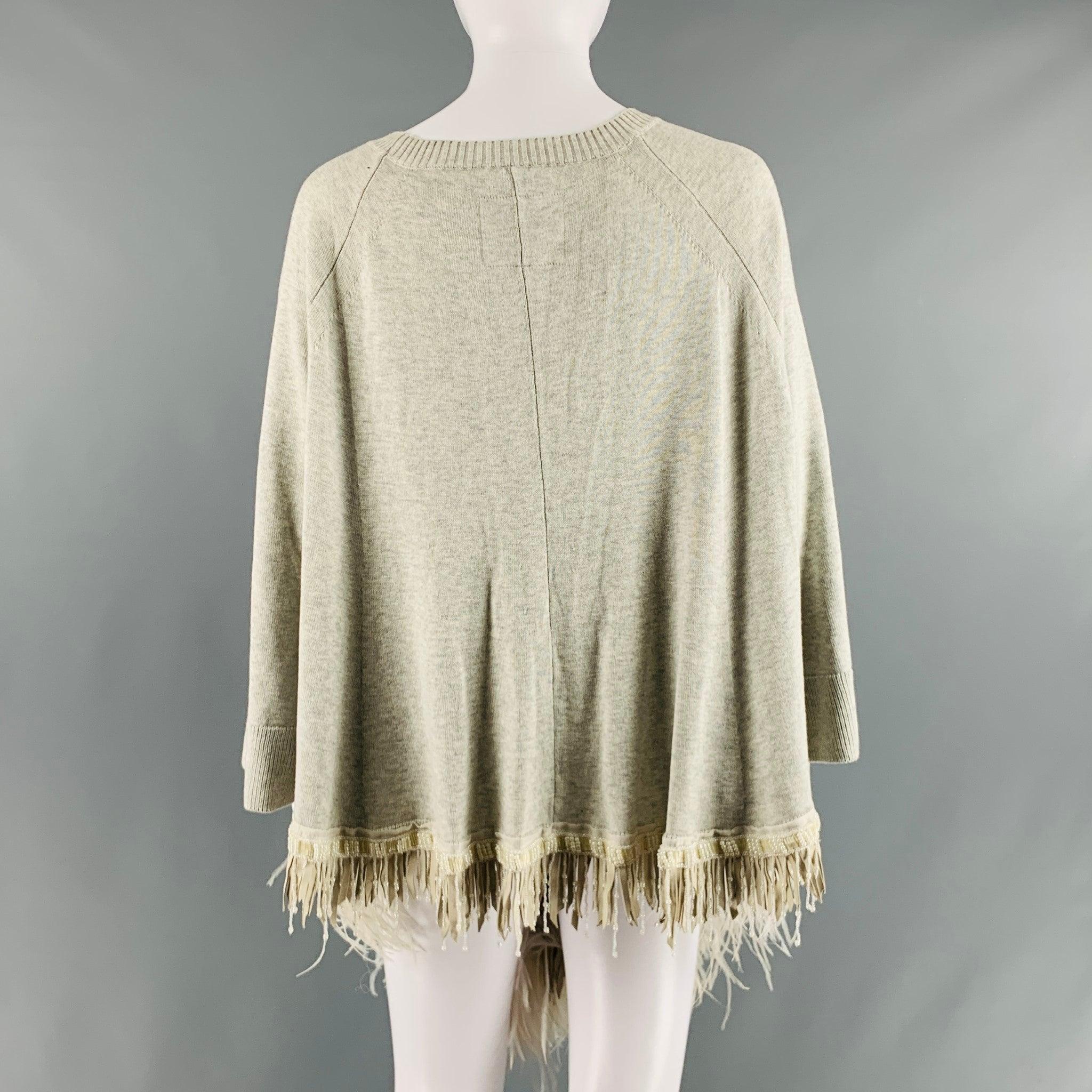 SACAI Größe L Grauer Pullover aus Baumwolle, Kaschmir und Kaschmir mit 3/4-Ärmeln im Angebot 1