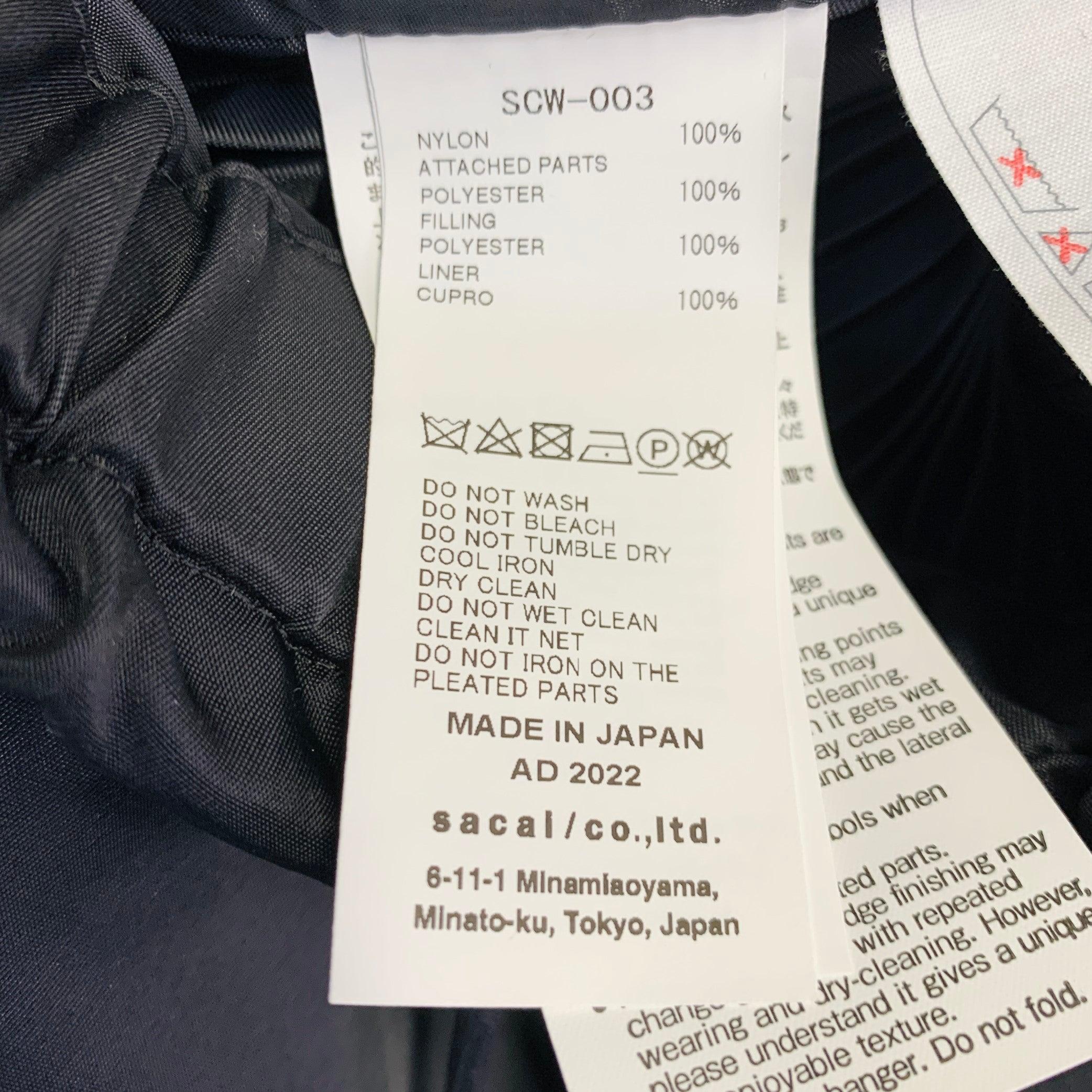 SACAI Size M Black Nylon Blend Pleated Zip Up Drawstring Midi Skirt For Sale 3