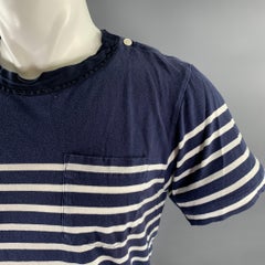SACAI Size M Blue White Stripe Cotton Classic T T-shirt
