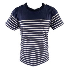 SACAI Size M Blue White Stripe Cotton Classic T T-shirt