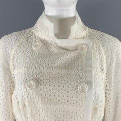 SACAI Talla M Blanco Beige Lana Perforado Trenca