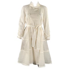 SACAI Talla M Blanco Beige Lana Perforado Trenca