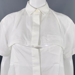 SACAI Size M White Polyester Cotton Midi Shirt Dress
