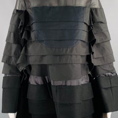 SACAI Size S Black Polyester Blend Long Sleeve Layered Dress