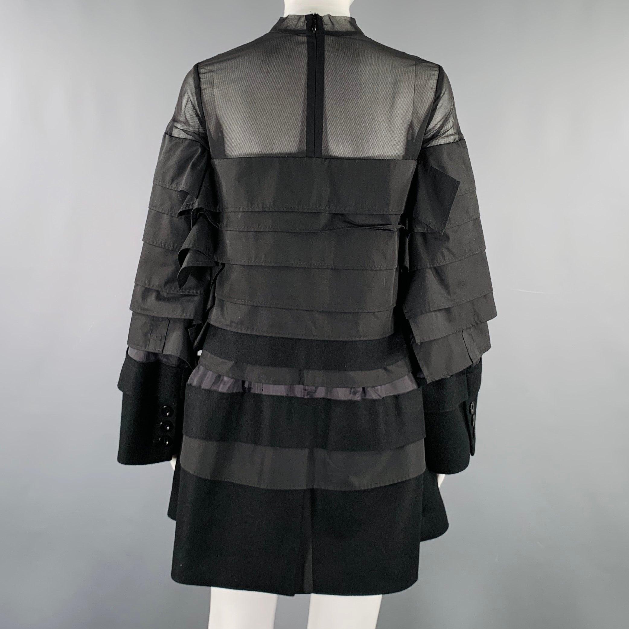 SACAI Size S Black Polyester Blend Long Sleeve Layered Dress For Sale 1