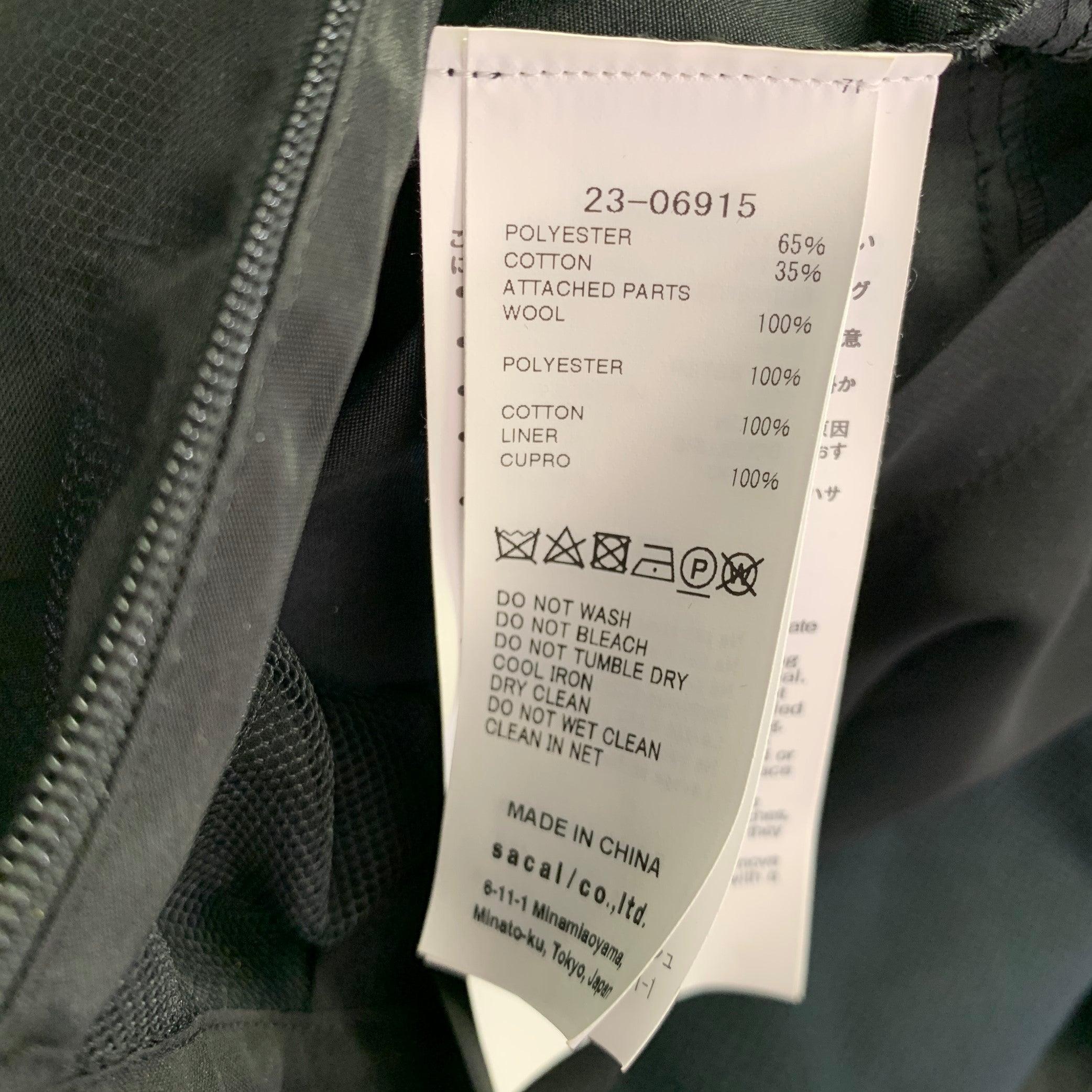 SACAI Size S Black Polyester Blend Long Sleeve Layered Dress For Sale 3