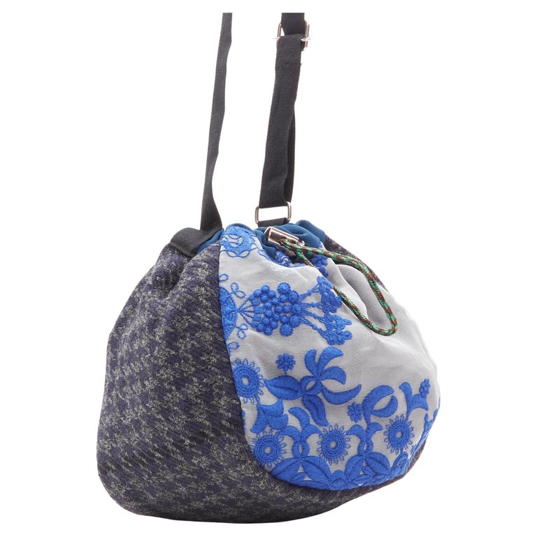 Transformable Corpse SACAI Transformable mixed fabric wool drawstring bucket crossbody tote ...