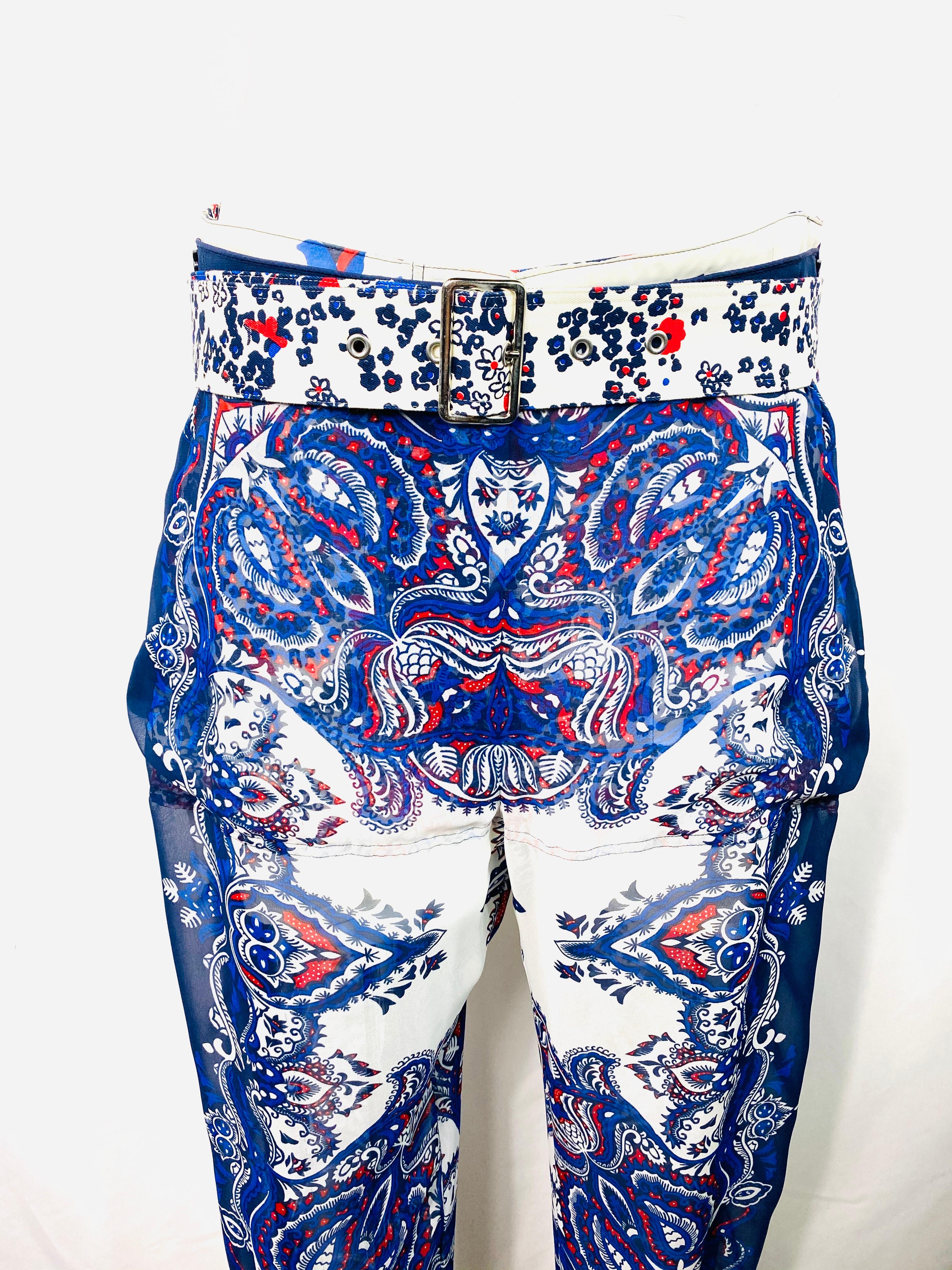 Sacai White and Blue Short Sleeve Top and Pants Suit Set For Sale 2