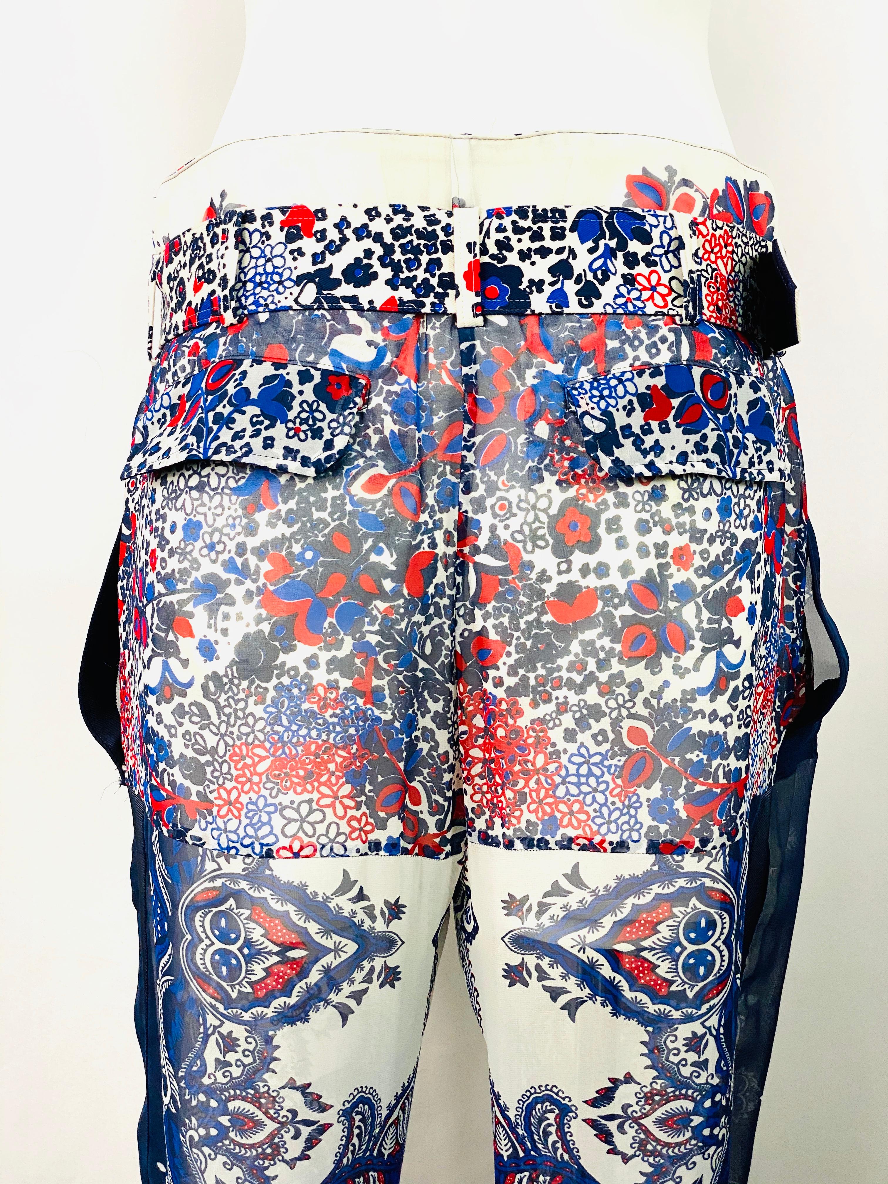 Sacai White and Blue Short Sleeve Top and Pants Suit Set For Sale 4