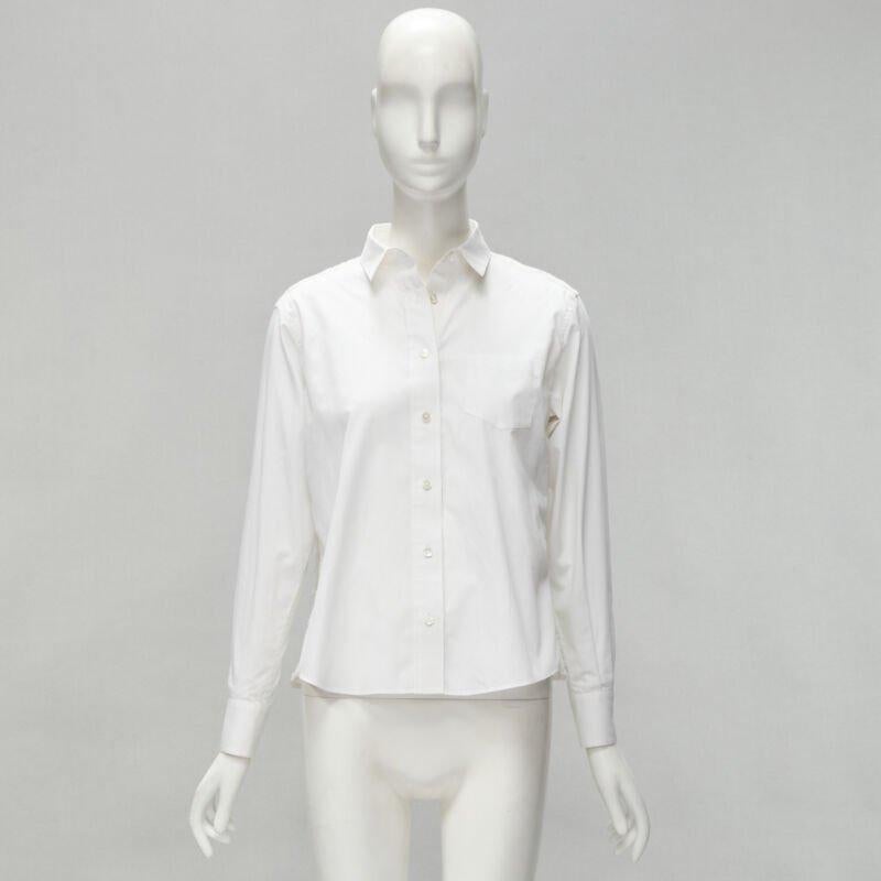 SACAI white cotton floral lace flared back button up shirt JP1 S 5
