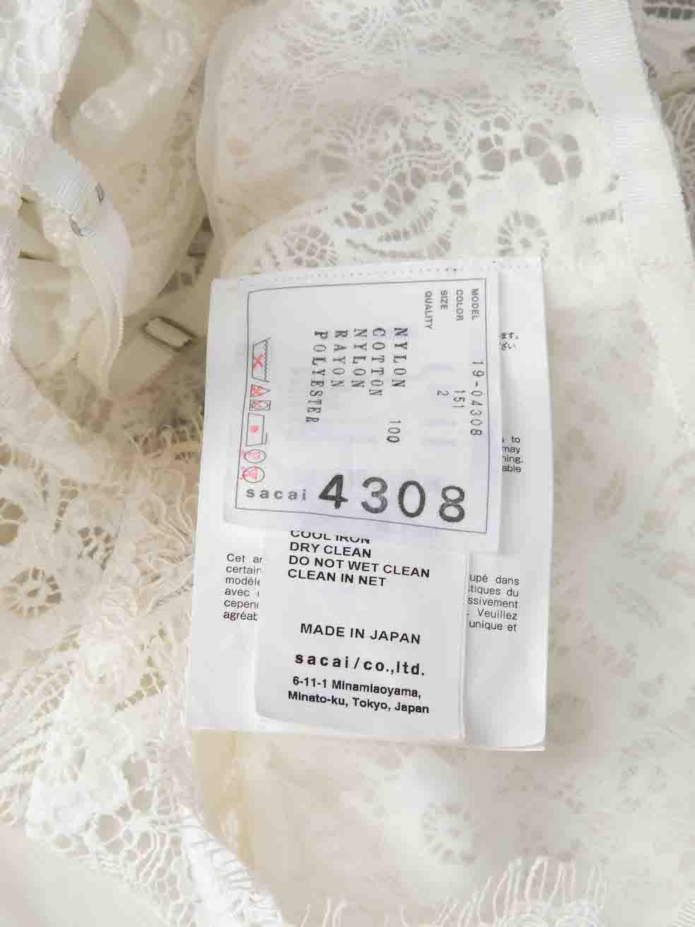 Sacai White Lace Drawstring Sleeveless Top Size S For Sale 4