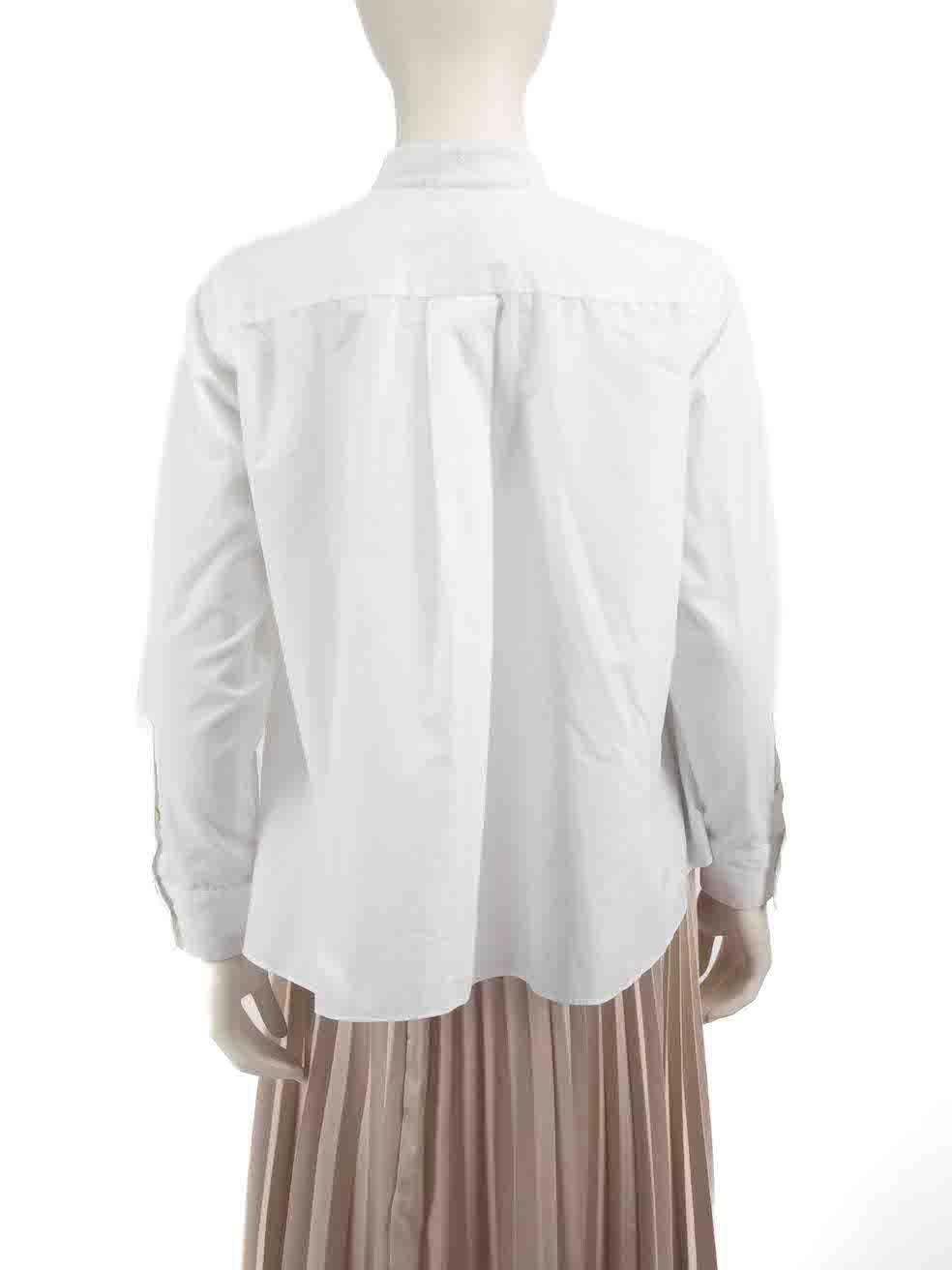 Gray Sacai White Pleated Long Sleeve Shirt Size XL