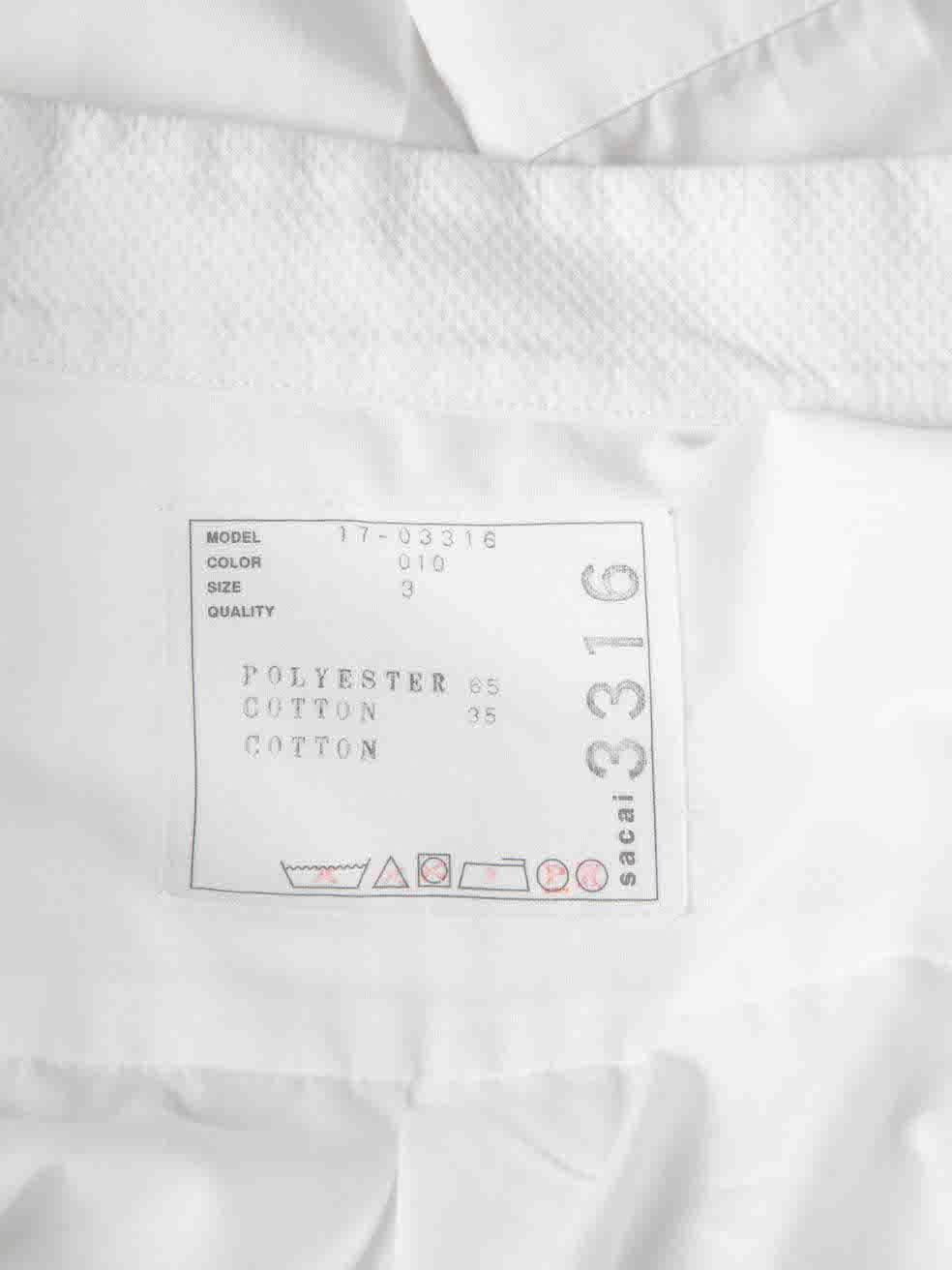 Women's Sacai White Pleated Long Sleeve Shirt Size XL