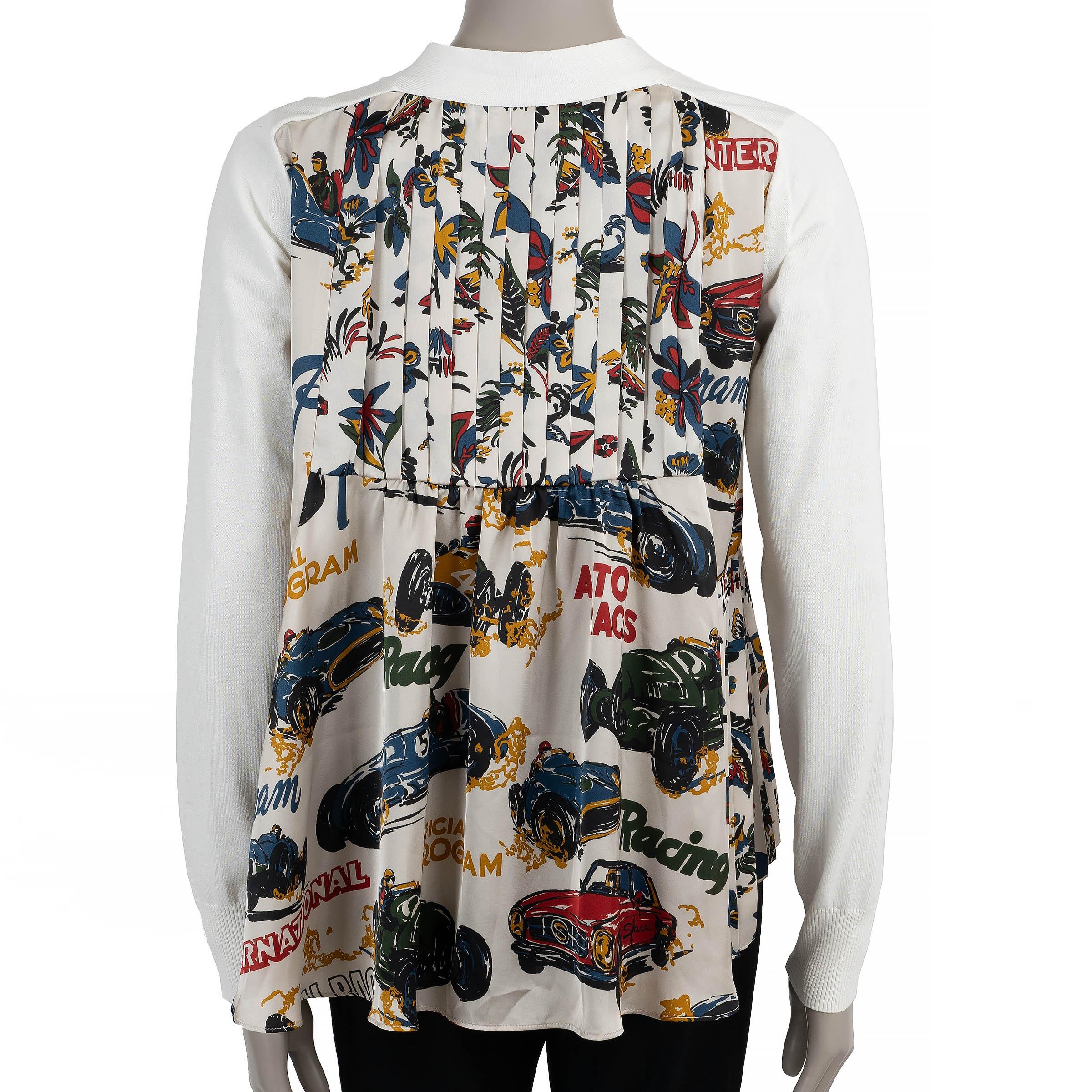 Gris SACAI blanc 2025 TROPICAL CAR RACE Cardigan Pull 1 XS en vente