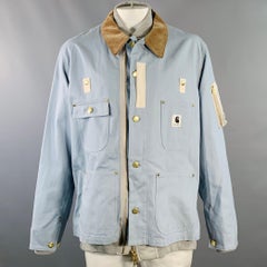 SACAI x CARHARTT Size XL Blue White Brown Oversized Cotton Field Jacket