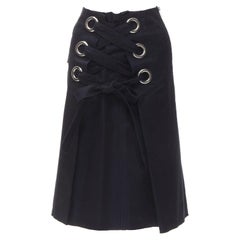 SACAI XL silver grommet lace front A-line skirt S