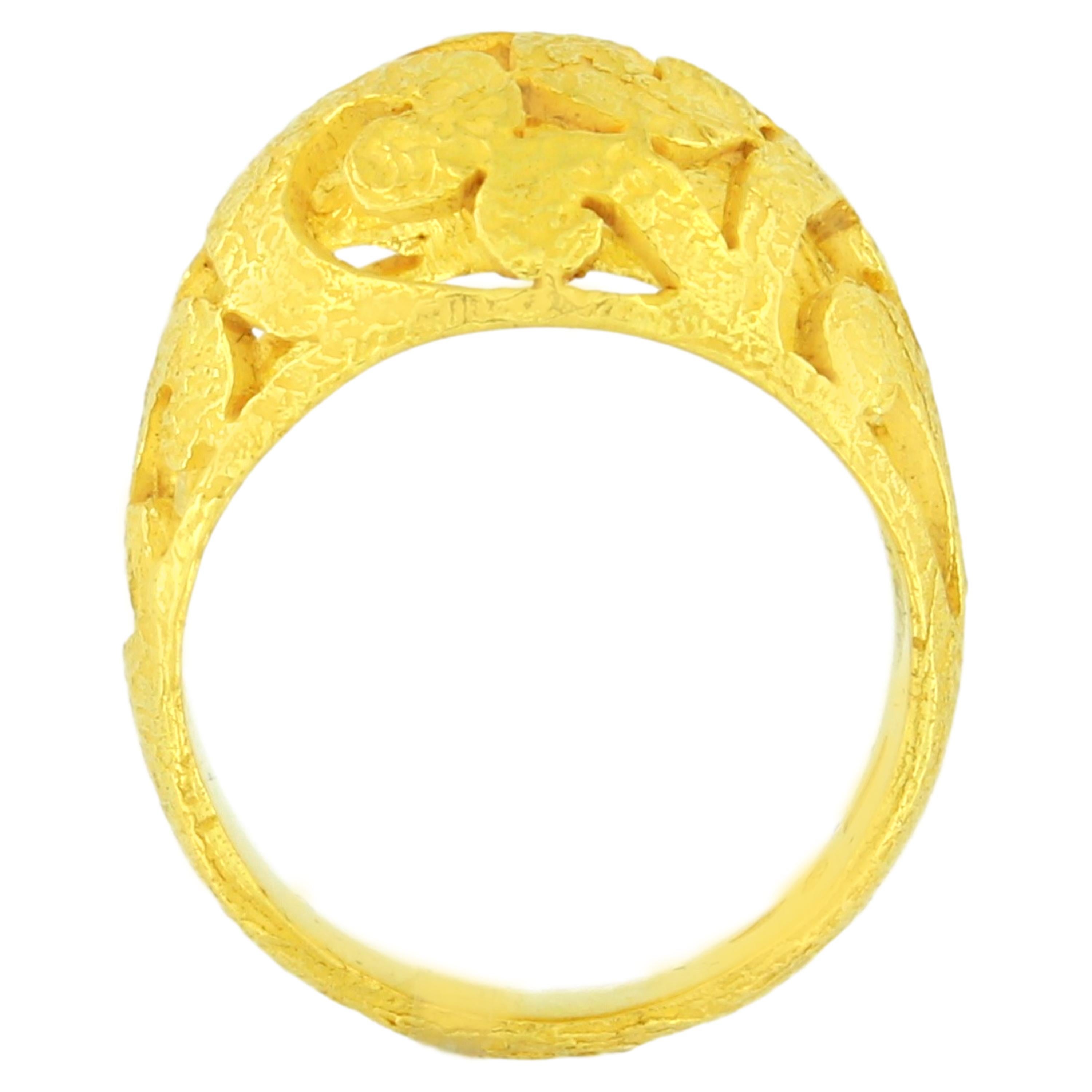 Sacchi  18 Karat Satin Yellow Gold Art Deco Style Curlicue Fashion Ring  In New Condition For Sale In Rome, IT