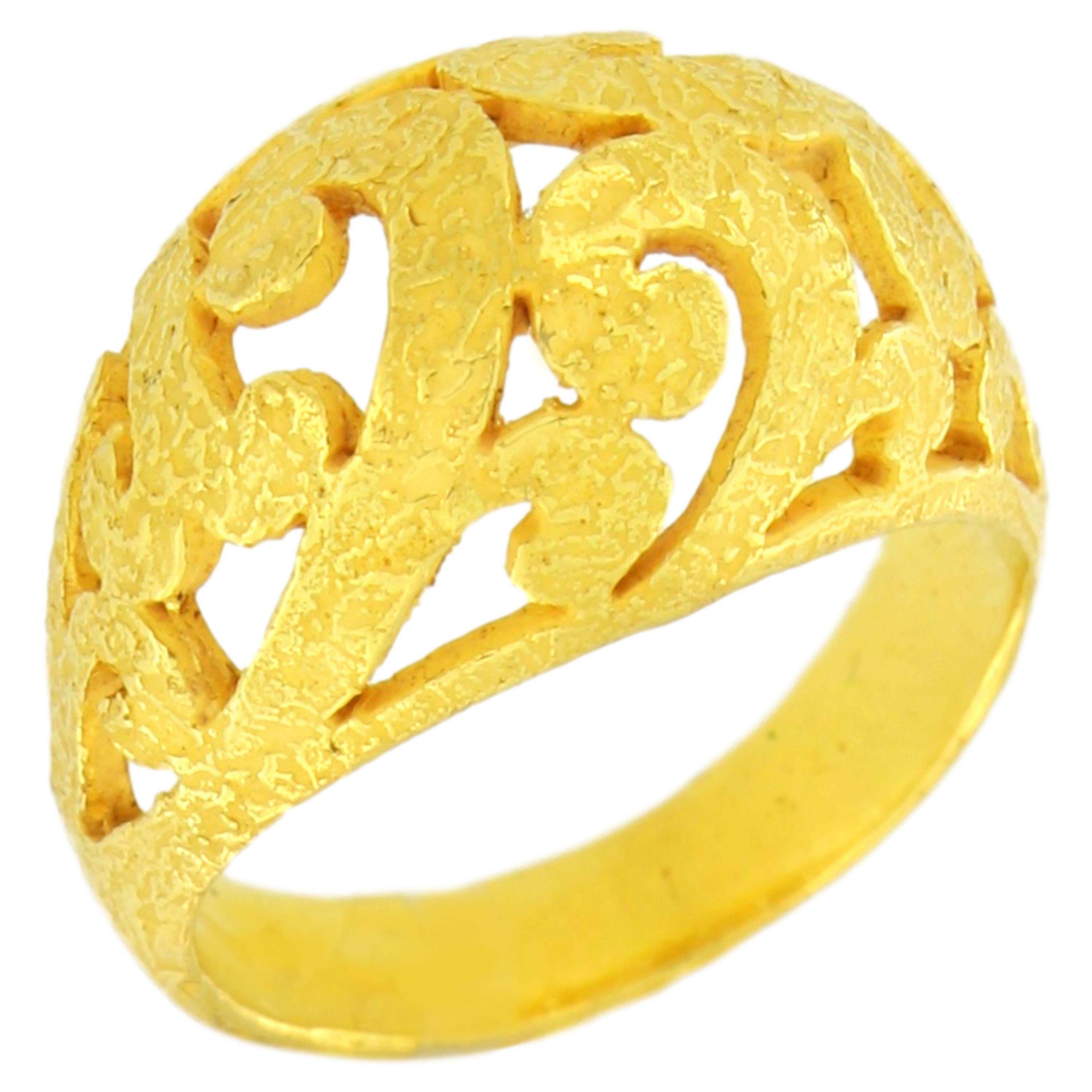 Sacchi  18 Karat Satin Yellow Gold Art Deco Style Curlicue Fashion Ring  For Sale